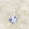 Derbyshire Blue John Reversible Cushion Shaped Pendant and Chain - DBJ830