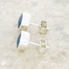 Green Opalique Sterling Silver Small Round Stud Earrings - DBJ838