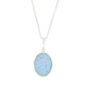 Opalique and Jet Sterling Silver Oval Pendant and Chain - DBJ842