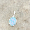 Opalique and Jet Sterling Silver Oval Pendant and Chain - DBJ842
