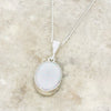 Jet and Opalique Sterling Silver Oval Pendant and Chain - DBJ844