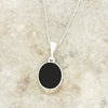 Jet and Opalique Sterling Silver Oval Pendant and Chain - DBJ844