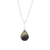 Derbyshire Blue John and Jet Pear Shape Pendant and Chain - DBJ847