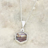 Derbyshire Blue John and Jet Hexagonal Shape Pendant and Chain - DBJ848