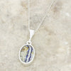 Derbyshire Blue John and Jet Oval Shape Pendant and Chain - DBJ849