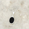 Derbyshire Blue John and Jet Oval Shape Pendant and Chain - DBJ849