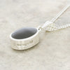 Derbyshire Blue John and Jet Oval Shape Pendant and Chain - DBJ849