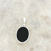 Derbyshire Blue John and Jet Oval Pendant and Chain - DBJ851
