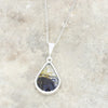 Derbyshire Blue John and Jet Pear Shape Pendant and Chain - DBJ853