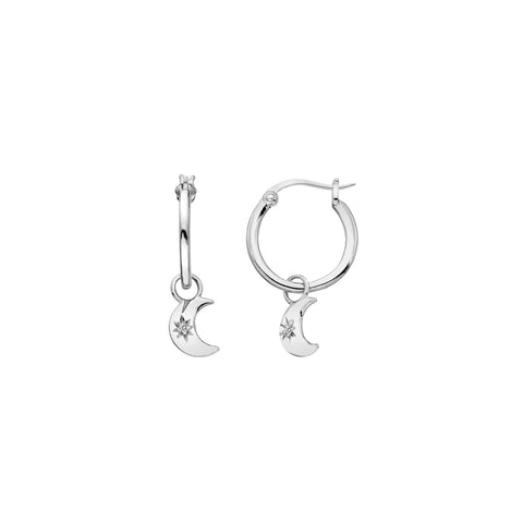 Hot Diamonds Silver Hoop Moon Earrings DE629