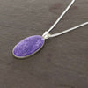Charoite Sterling Silver Oval Pendant & Chain