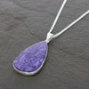Charoite Sterling Silver Teardrop Shape Pendant & Chain