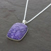 Charoite Sterling Silver Rectangular Shape Pendant & Chain