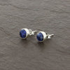 Sodalite Sterling Silver Round Stud Earrings