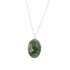 Moss Agate Sterling Silver Oval Pendant and Chain
