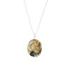 Tiger Agate Sterling Silver Oval Pendant and Chain