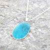 Chrysocolla Sterling Silver Large Oval Pendant and Chain | H&H Jewellers