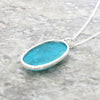 Chrysocolla Sterling Silver Large Oval Pendant and Chain | H&H Jewellers