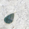 Moss Agate Sterling Silver Teardrop Pendant and Chain