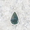 Moss Agate Sterling Silver Teardrop Pendant and Chain