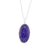 Charoite Sterling Silver Oval Pendant & Chain
