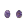 Charoite Sterling Silver Oval Stud Earrings