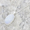 Moonstone Sterling Silver Oval Pendant and Chain