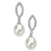 Sterling Silver Freshwater Pearl and CZ Drop Earrings E3860W