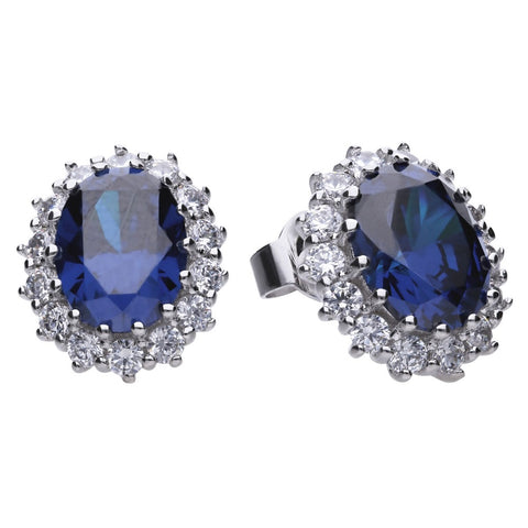 Diamonfire Sterling Silver Blue Cubic Zirconia Earrings E5586
