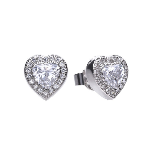Diamonfire Sterling Silver Zirconia Heart Shaped Stud Earrings E5589