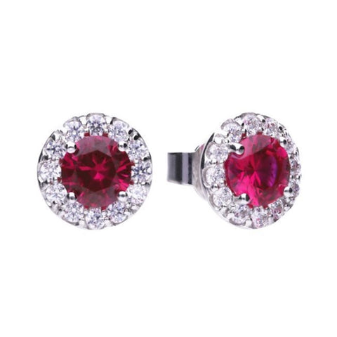 Diamonfire Sterling Silver Ruby Red Zirconia Earrings E5654