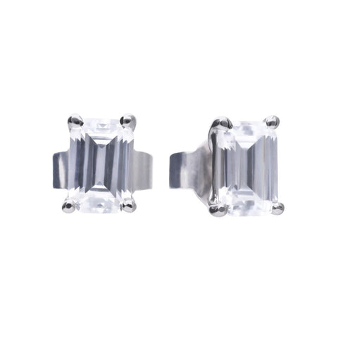 Diamonfire Sterling Silver Zirconia Emerald Cut Stud Earrings E5782