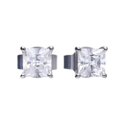 Diamonfire Sterling Silver Zirconia Princess Cut Stud Earrings E5902