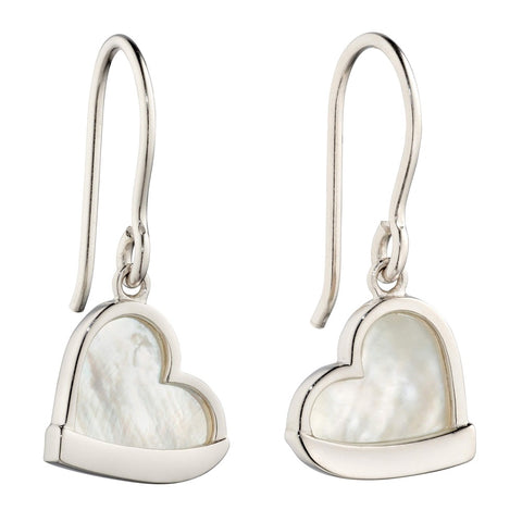 Fiorelli Silver Mother of Pearl Heart Drop Earrings E6117W