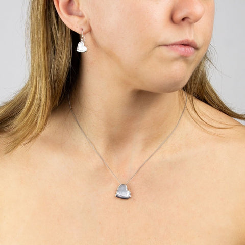 Fiorelli Silver Mother of Pearl Heart Drop Earrings E6117W