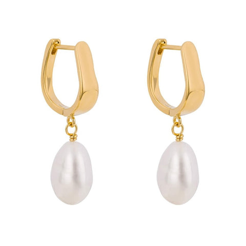 Fiorelli Baroque Freshwater Pearl Drop Hoop Earrings E6356W