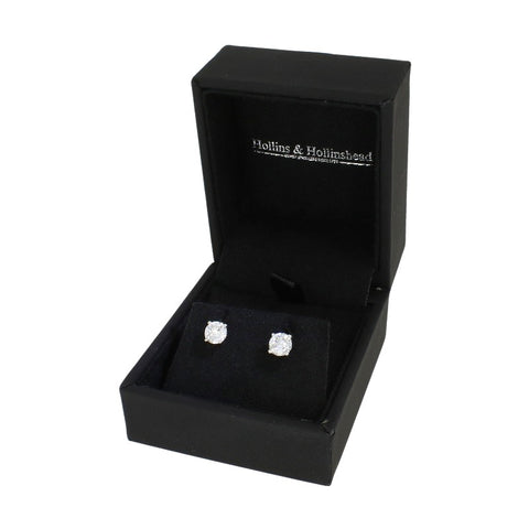 18ct White Gold 1.01ct Solitaire Diamond Stud Earrings