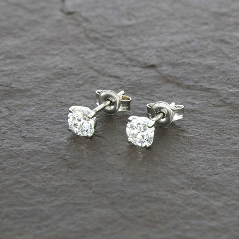 18ct White Gold 1.01ct Solitaire Diamond Stud Earrings
