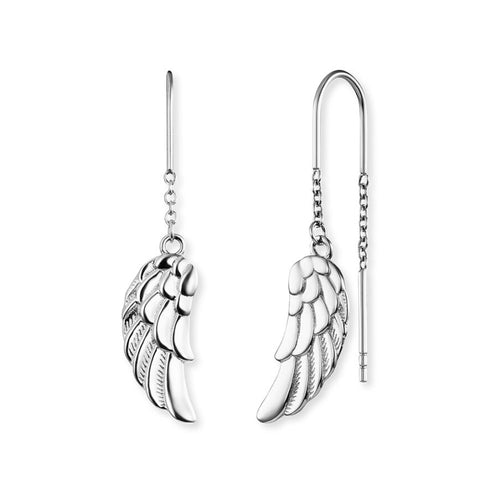 Angel Whisperer Silver Angel Wing Drop Earrings ERE-FLYWING