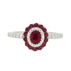 18ct White Gold Ruby and Diamond Multi Stone Cluster Ring