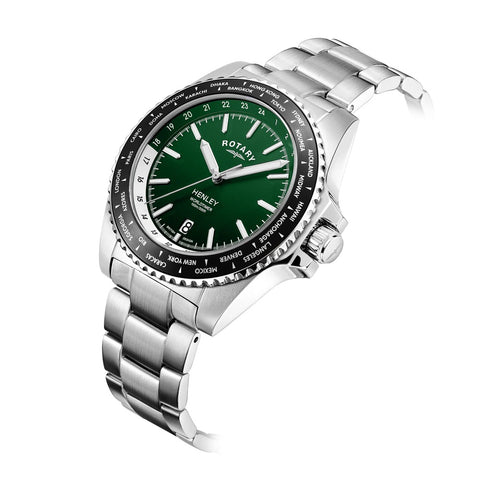 Rotary Henley Green Dial Stainless Steel Mens Watch GB05370/78