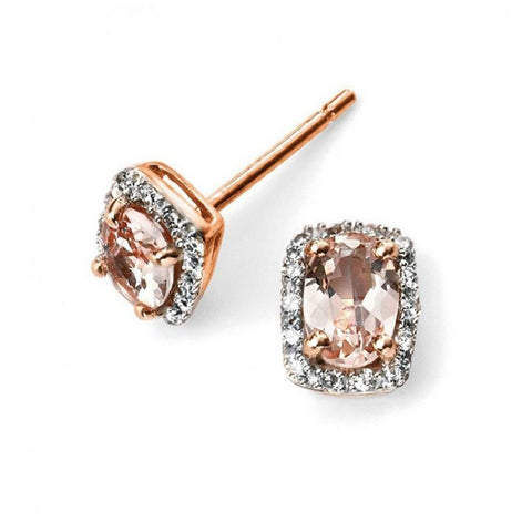 9ct Rose Gold Pink Morganite and Diamond Earrings GE2026P