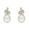 9ct White Gold Freshwater Pearl and Diamond Earrings GE2342W