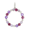 9ct White Gold Diamond Amethyst and Brazilian Garnet Circle Pendant GP2009