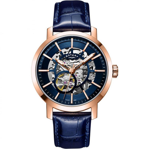 Rotary Greenwich Automatic Blue Leather Strap Mens Watch GS05354/05