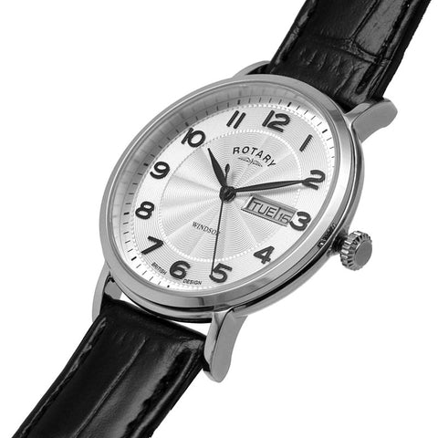 Rotary Windsor Black Leather Strap Mens Watch GS05420/22
