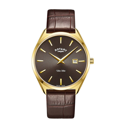 Rotary Ultra Slim Brown Leather Mens Watch GS08013/49