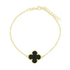 Four Leaf Clover Black Stone Bracelet GVL002