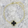 Four Leaf Clover Black Stone Bracelet GVL002