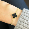 Four Leaf Clover Black Stone Bracelet GVL002